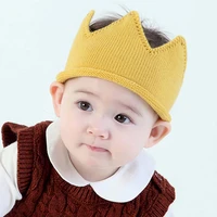 kids crown baby knitted hat photography props autumn winter knit newborn baby girl boy hat turban infant toddler beanie enfant