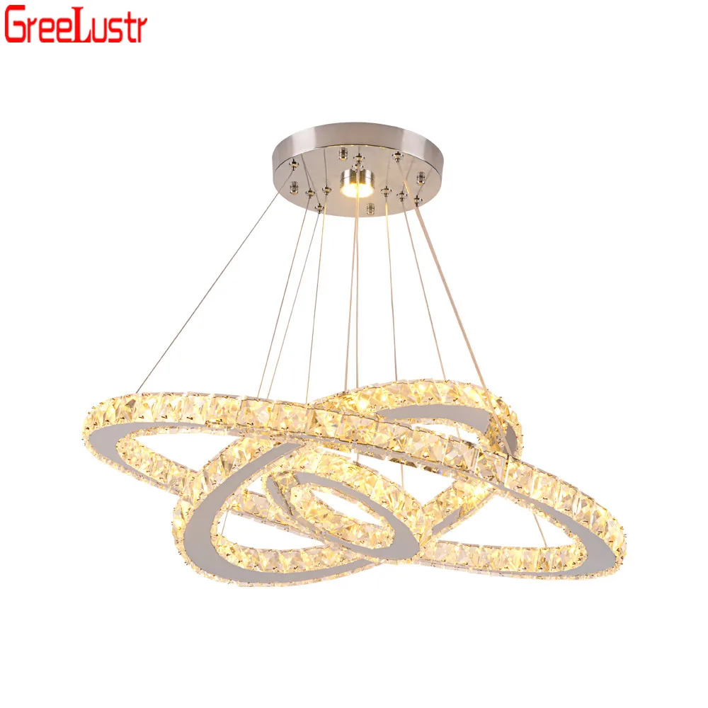 

Luxury 3 Rings Crystal Chandeliers Stainless Steel Led Mordern Pendant Lamp Home Deco Hanging Lamp Suspension Luminaire Avize