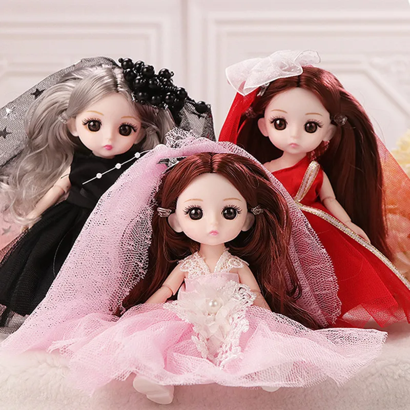 

16 cm Mini Wedding Dress BJD Doll 13 Joint Movable Fashion Princess Dress Set Doll 8 Points Dress Up Girl Toy Doll Birthday Gift