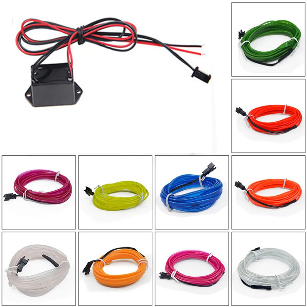 Wire and DC 12V EL провода Автомобильные светодиодные полосы светильник для неоновый вечерние украшения светильник велосипеда танцевальный светильник 12 Вт водостойкый led USB полосы лампы внутреннего гибкий - Испускаемый цвет: Wire and DC 12V