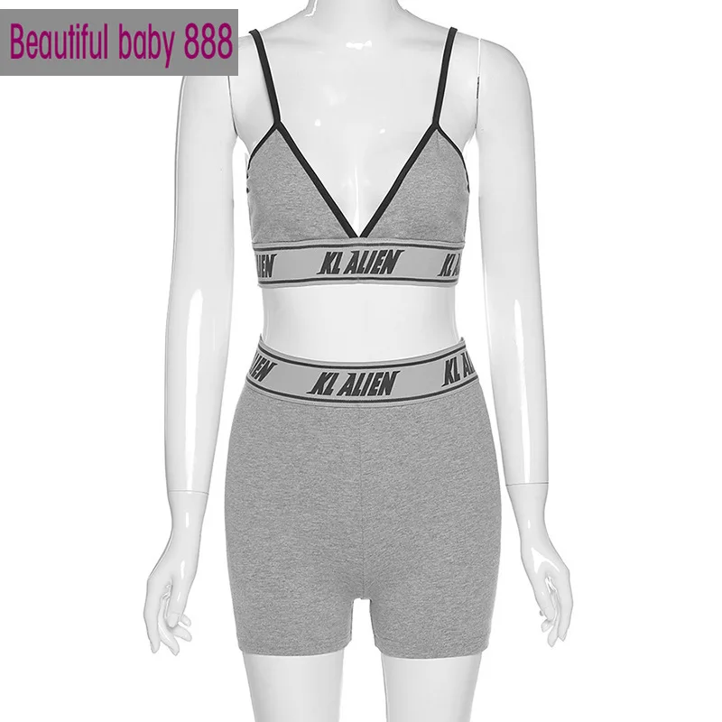 

Meqeiss fashion Sports casual vest shorts 2two piece sets women Jogging fitness activity clothes summer tank tops suits female
