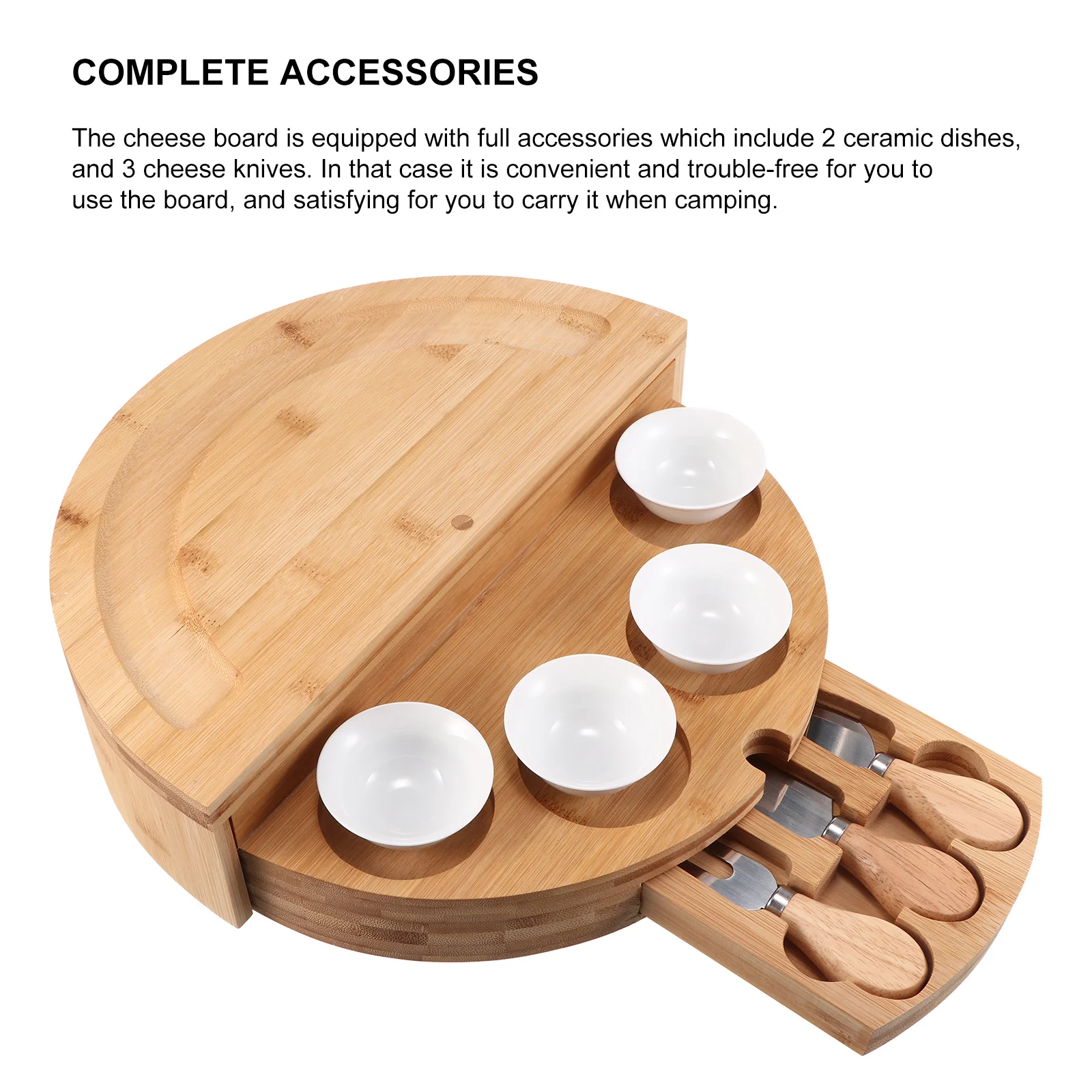 

Wood Cheese Board Cutlery Knif Set With Slide Out Drawer Sets Cooking Tools Cheese Knife Cheese Slicer Fork Scoop Cut