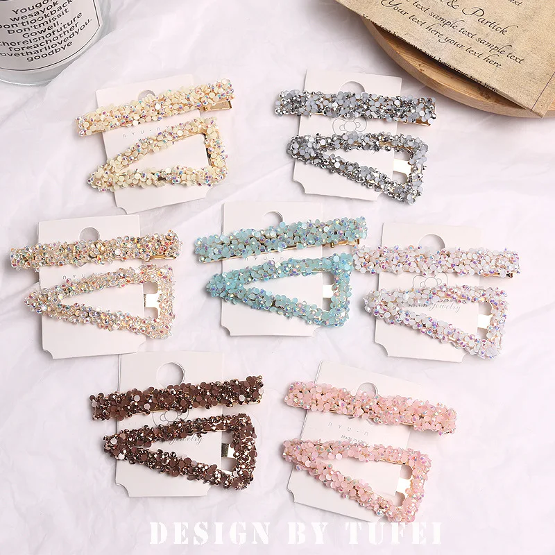 

2PCS Sequins Scales Glitter Girls Snap Hair Clip Rhinestone Decor Hair Barrette Hair Pin Side Clip Rhinestone