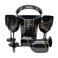 black plastic bucket and glass champagne flutes party cooler sets vasos de cristal para bar