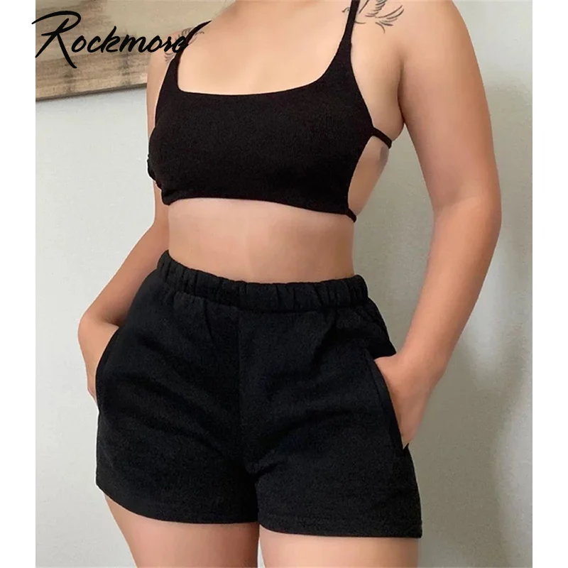 

Rockmore Two Piece Sets Sexy Crop Top And Sports Shorts Suits Women's Tracksuits Sportswear Joggers Casual Femme Outfits Summer