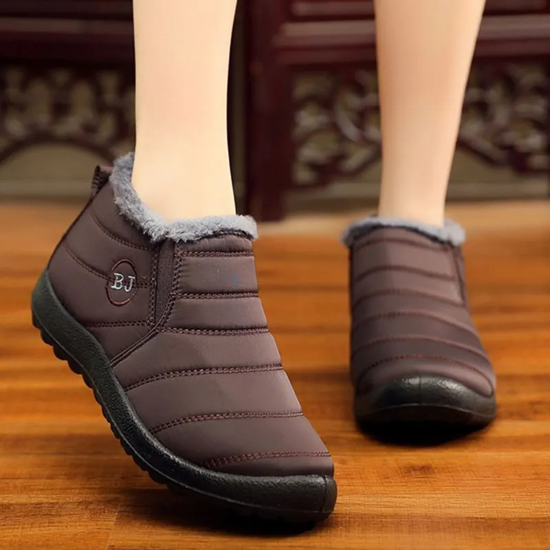 Женские зимние ботинки модные теплые плюшевые Водонепроницаемые женская обувь