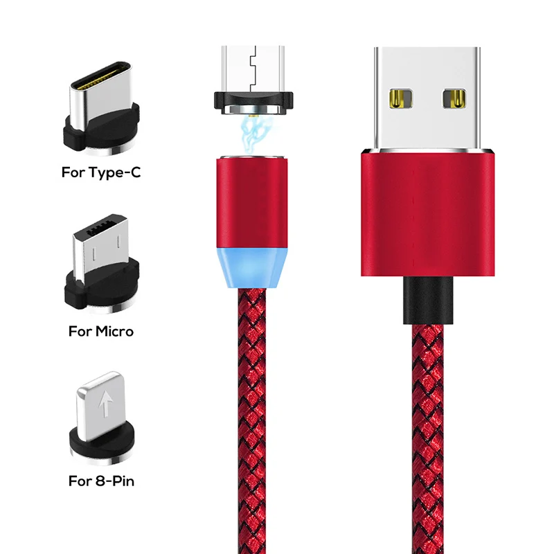 Магнитный кабель светодиодный Micro USB для samsung S10 S9 huawei Android и usb type C IPhone 6 7 8 X XS|Кабели