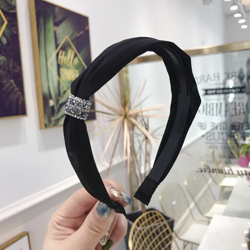 

Women Side Fine Knotted Hair Hoop Fine-edged Rhinestone Headwear Non-slip Hair Accessories Toothed Head Hoop Women Headband
