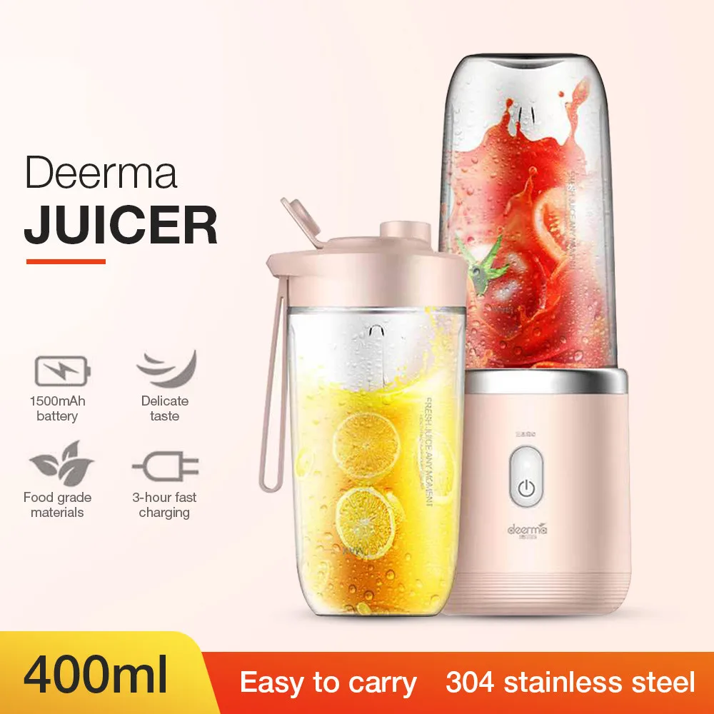 Deerma, блендеры для соковыжималки, 400 мл, автоматическая, беспроводная, домашняя, для фруктов, овощей, для детского питания, миксер для молочного коктейля, многофункциональная мини-соковыжималка