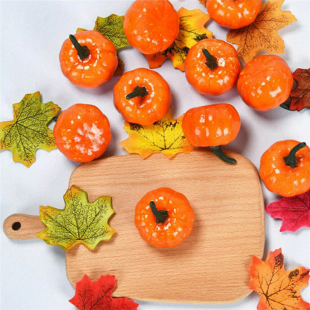 

12Pcs Artificial Pumpkin Decoration Halloween Party Decor Pumpkins 4.2*5.2cm Garden THIN889