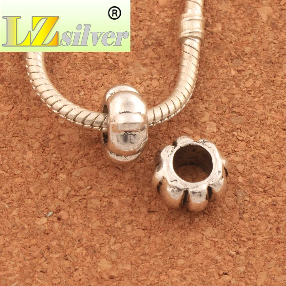 Pumpkin Rondelle Big Hole Beads 12x12x6.2mm 100PCS Zinc Alloy Dangle Fit European Charm Bracelets Jewelry DIY L1472