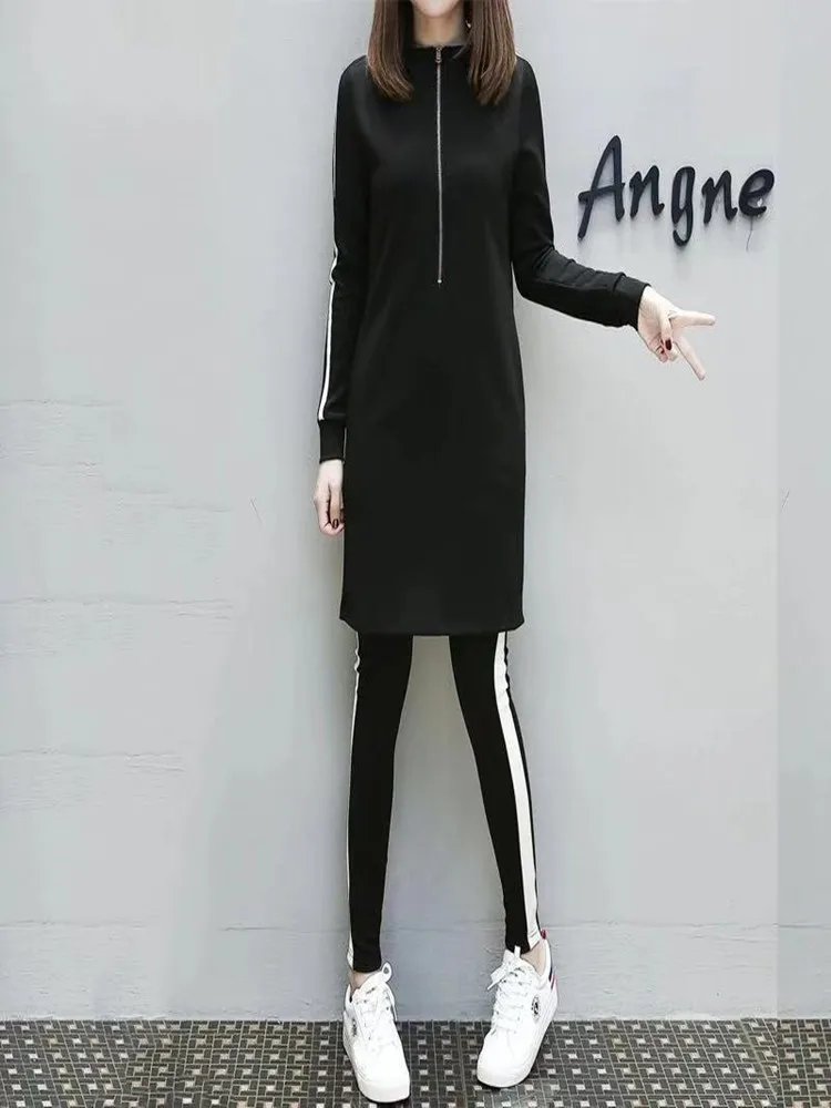 

Spring and autumn women's new large fat sports suit women's casual wear two-piece set with Hoodie and tripe women clothes wear