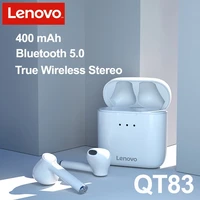 lenovo qt83 wireless bluetooth earphone 450mah stereo sound anc tws earbud smart fingerprint touch for samsung xiaomi headset