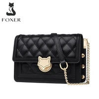 foxer classic fashion women bag cow leather brand shoulder messenger bag for lady large capacity casual girl chain crossbody bag