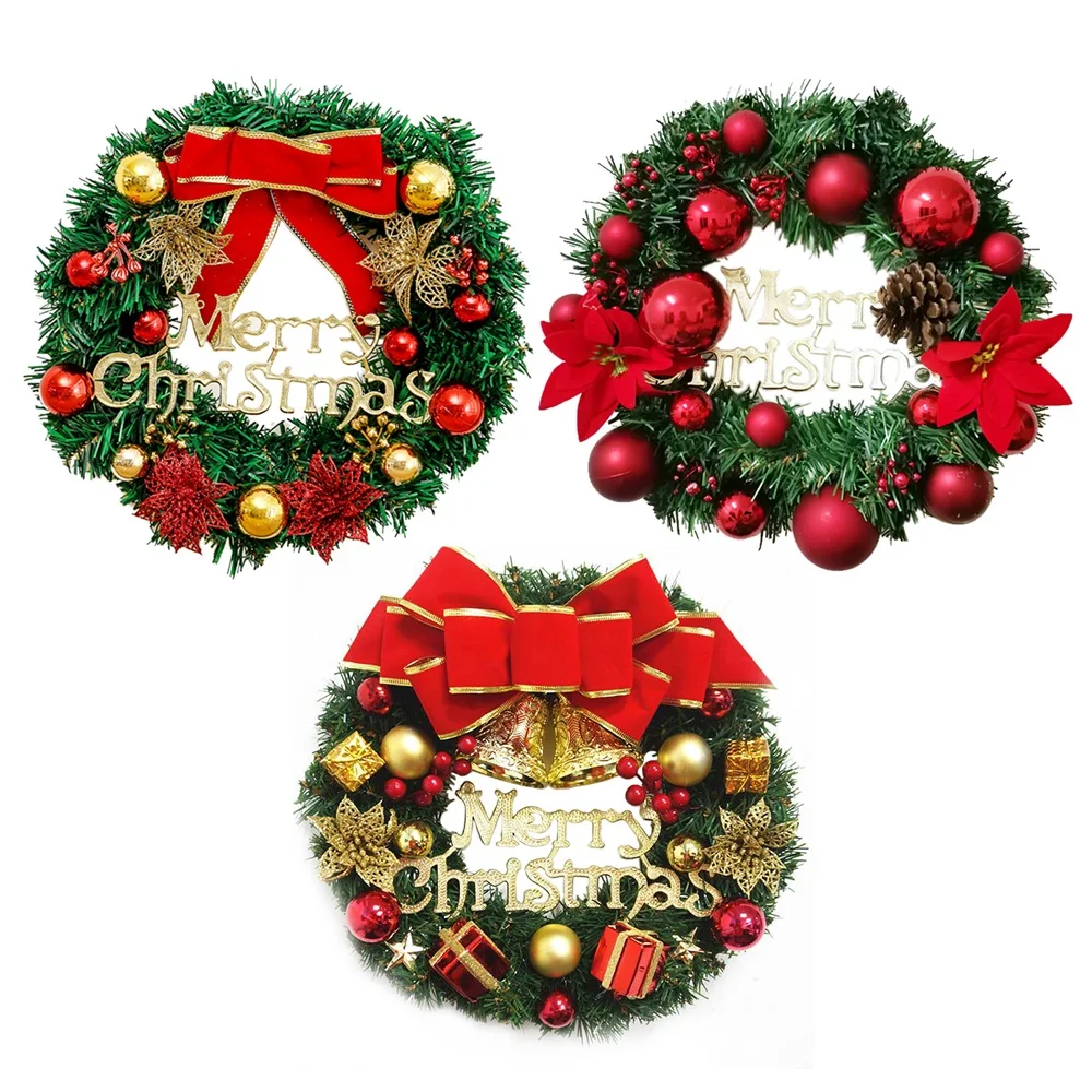 

30cm Christmas Wreath Simulation Garland Christmas Decoration Hanging Ornament Photography Backdrops Artificial Wreath