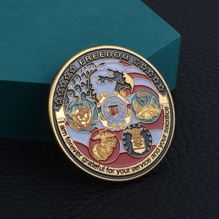 США темно-синий USAF USMC армия Береговая охрана Свобода Орел золотая пластина