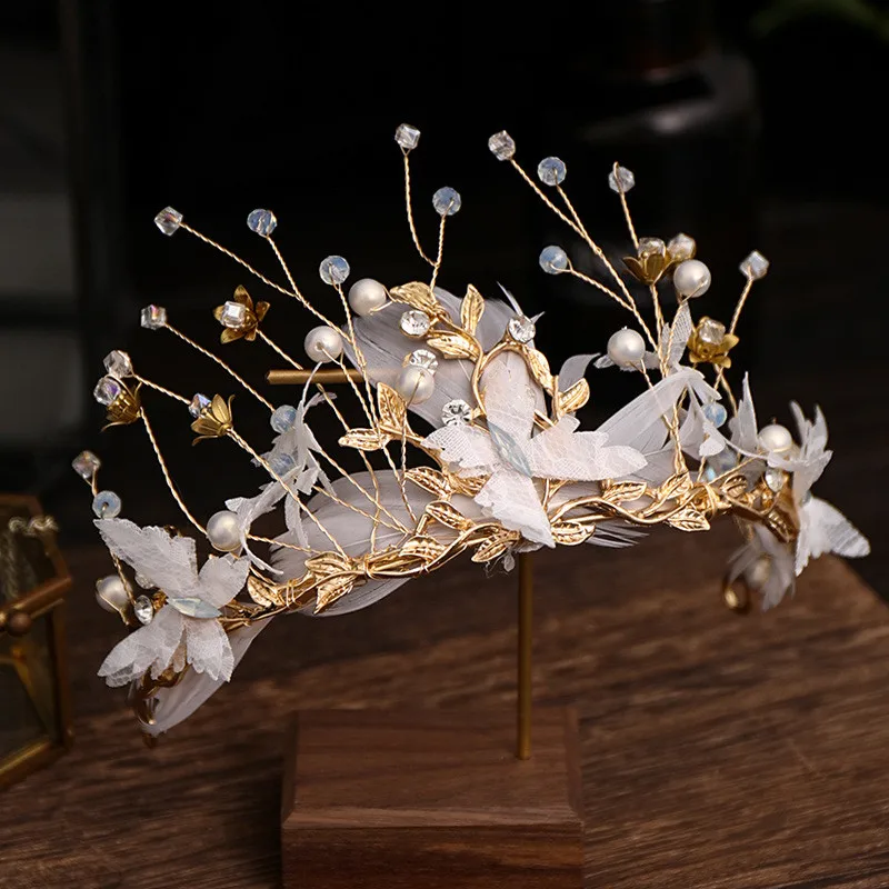 Handmade Crystal High Flower Tree Tiaras And Crowns Wedding Headband Headpiece Bridal Hair Piece Prom Pageant Accessories Gifts |