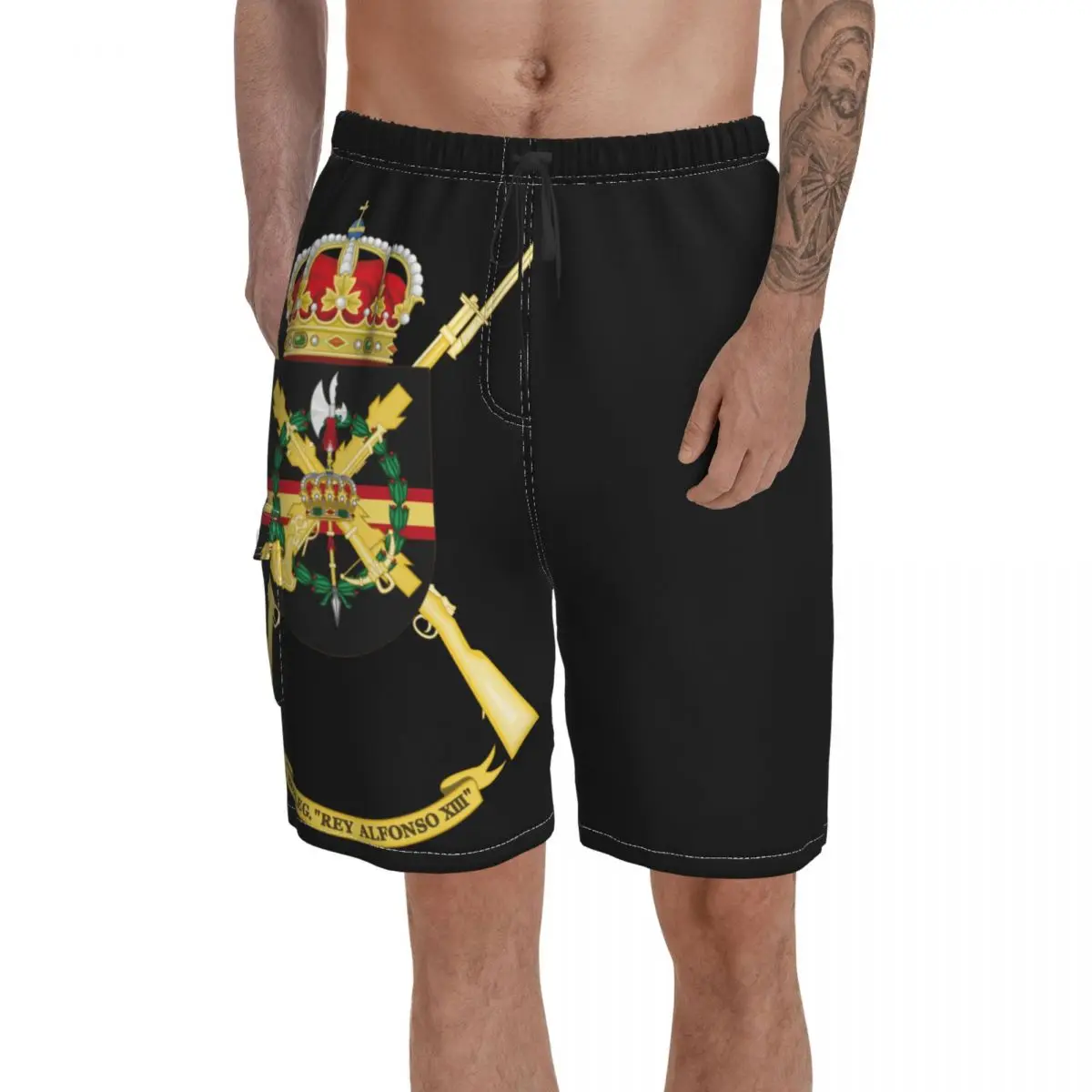 

Пляжные штаны с карманами бывший герб 2-го испанского легиона бригада король Альфонсо пляжные быстросохнущие мужские шорты премиум класса ...