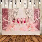 Фон для студийной фотосъемки с изображением лебедя и торта на день рождения