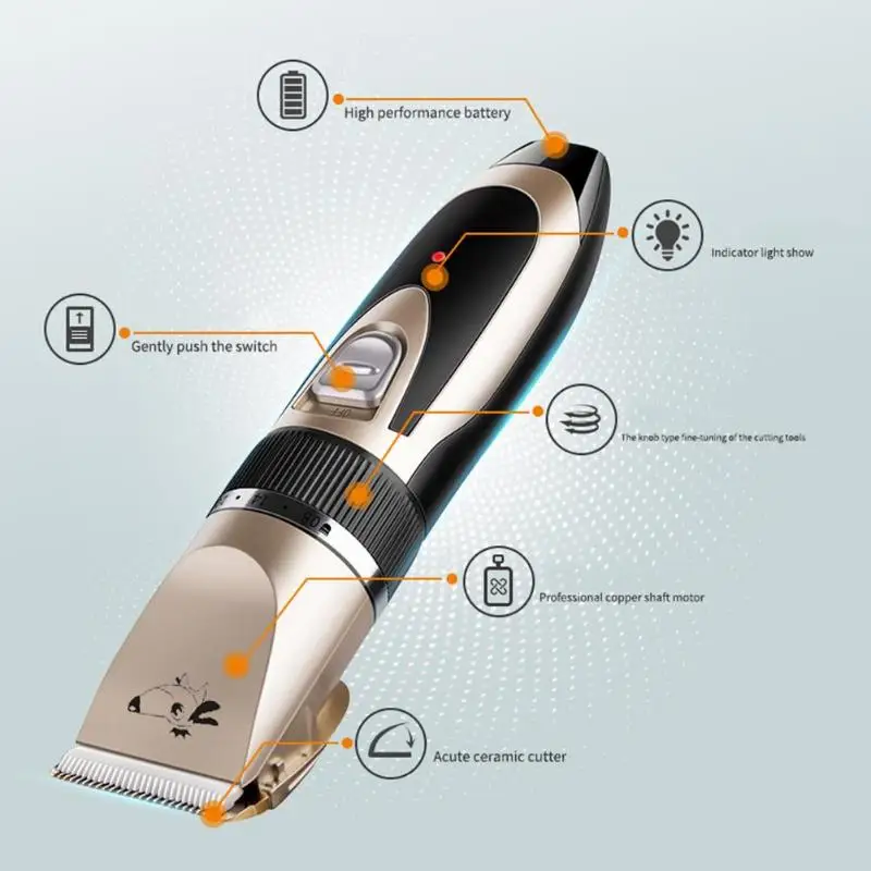 Профессиональный триммер для домашних животных USB Перезаряжаемые электрическая собака Кот машинка для стрижки, груминга бритва резак домашних животных Машинка для стрижки