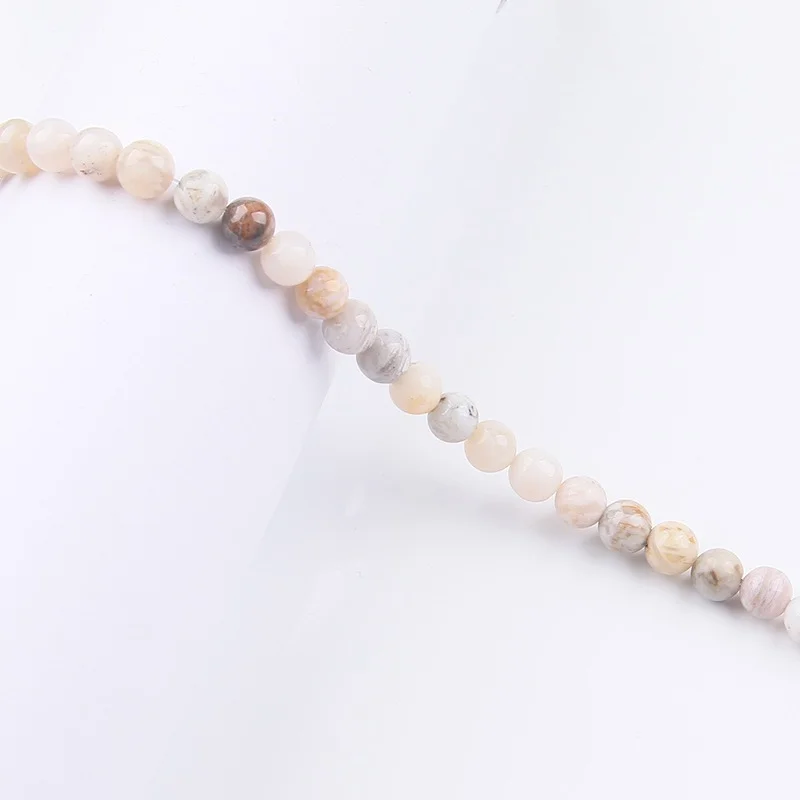 

Natural Round Light Bamboo Leaf Agate Loose Bead 4/6/8/10mm for DIY Jewelry Making Bracelet Accessories
