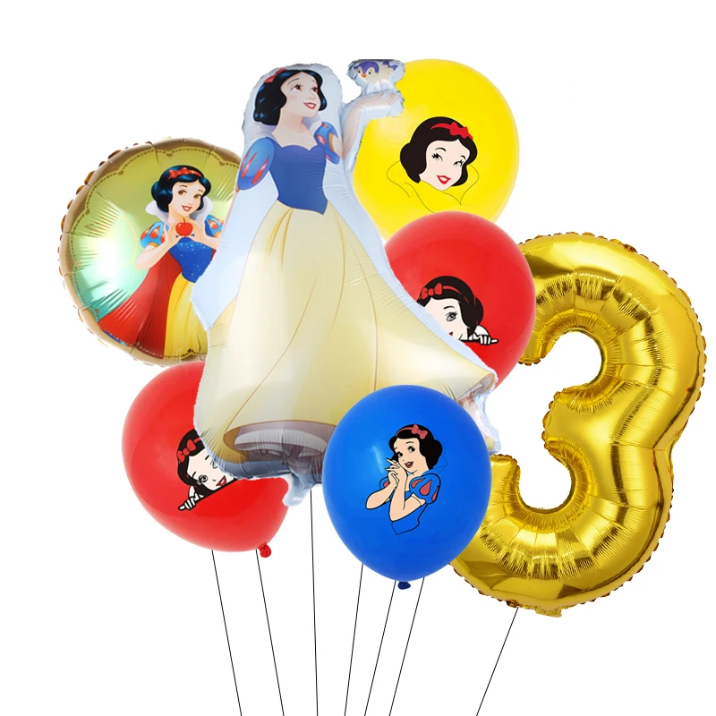 6Pcs Disney Princess oil Balloons Girl Birthday Party Decorations Snow White Theme Baby Shower Supplies Air Globos |