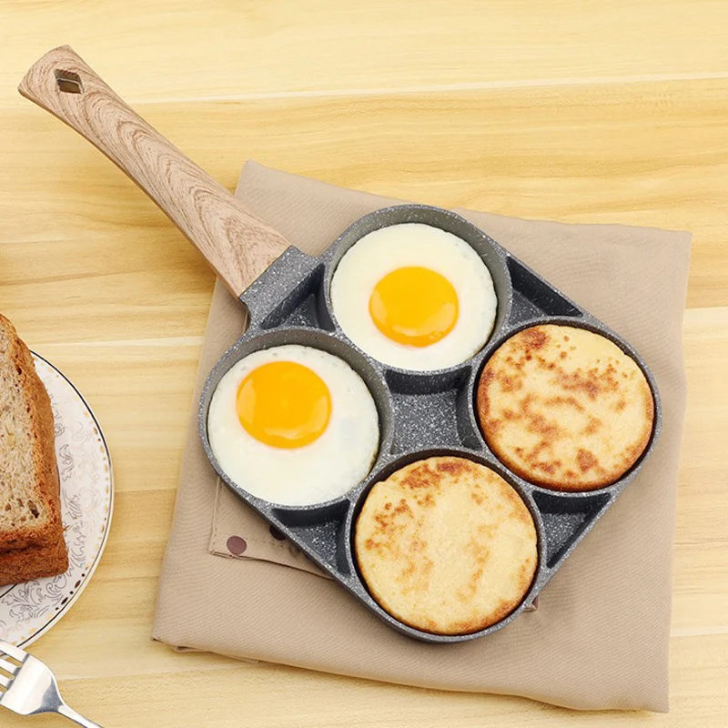 

4 Cup Egg Pan with Non Stick Aluminum Coating Egg Frying Pan Pancake Pan Multi Purpose for Frying Eggs Burgers JS23
