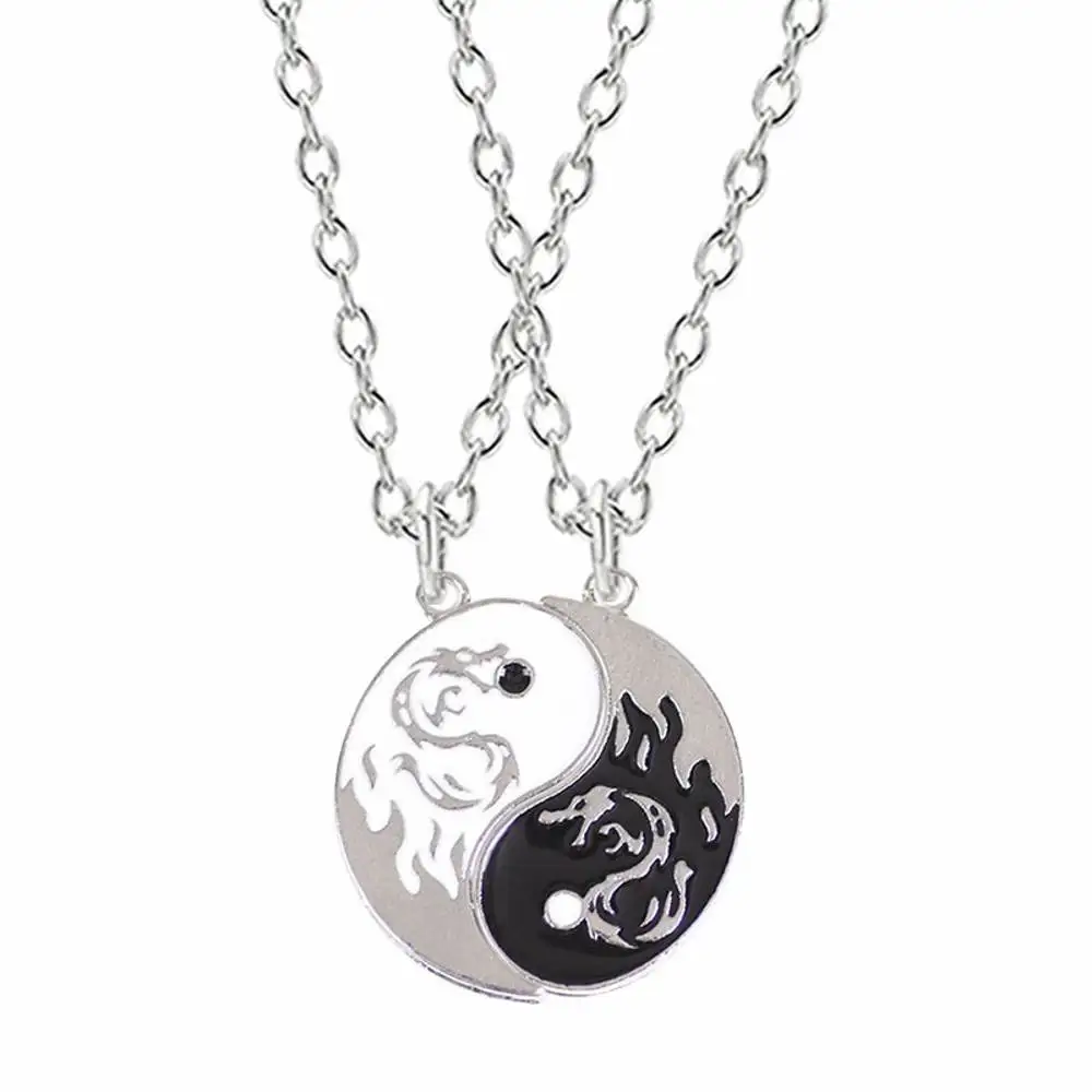 

2Pcs Dragon Tai Chi Couple Necklaces For Women Men Lovers Best Friends Trendy Yin Yang Pendant Necklace Fashion Jewelry Gifts