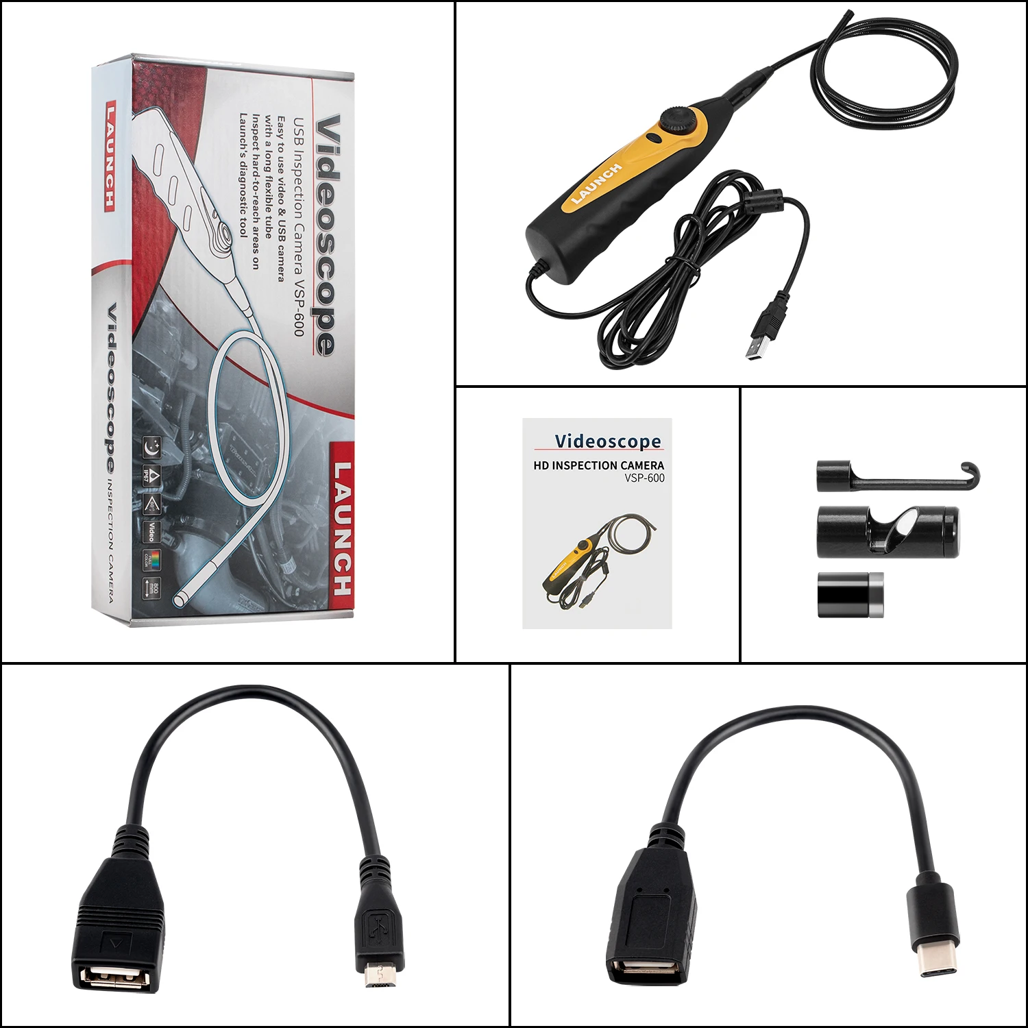LAUNCH VSP600 USB HD Инспекционная камера Видеоскоп 5 мм работает для X431 V/ V PLUS /X431 PRO3S +