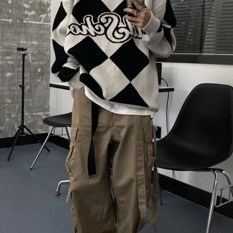 Женский жаккардовый свитер Harajpoo Свободный пуловер с круглым вырезом и надписью в