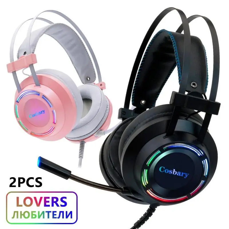 Cosbary игровая гарнитура 2 шт. комбинированный наушники Розовый с микрофоном