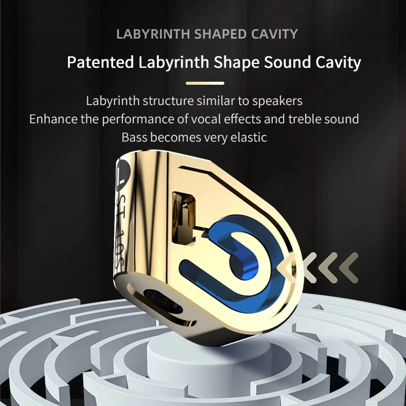 

Smabat ST10s Professional Mobile Music HIFI Rugged Labyrinth Bass, MMCX Connector Gold and Silver Metal EarplugsGift USB-C