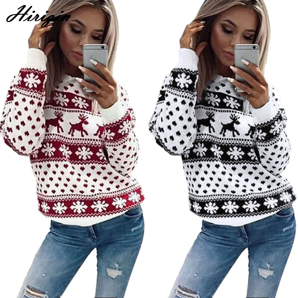 Женский теплый пуловер в рождественском стиле со снежинками Новинка Женская