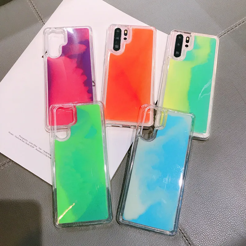 Светящийся неоновый песочный мобильный чехол для Huawei P20 P30 Mate 20 lite Pro светящийся в