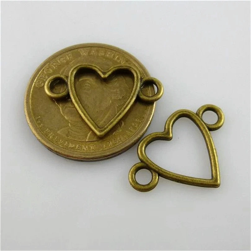 Бусины в форме сердца со словом прелести разъем старинное серебро бронза Цвет Love