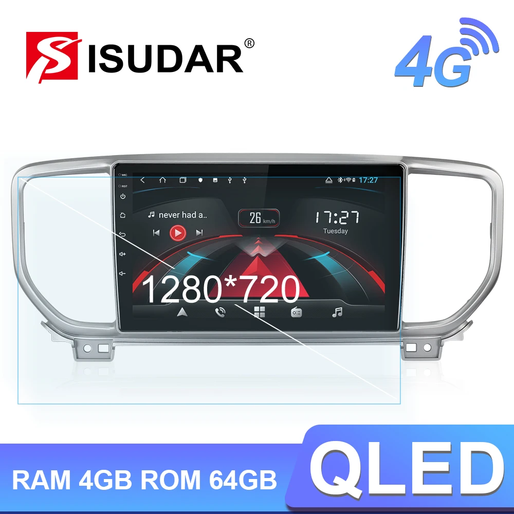 Автомобильный радиоприемник Isudar H53 4G Android 1 Din для KIA/Sportage 3 4 2016-2019 мультимедийный GPS