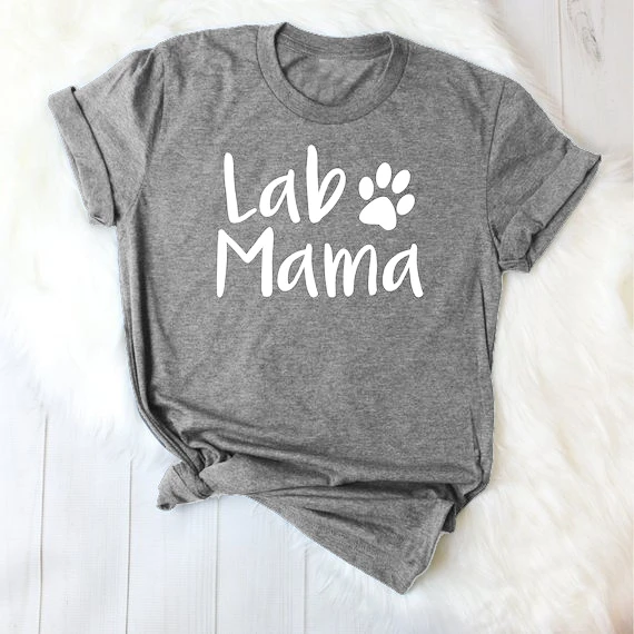 

Lab Mom Lab Mama Labrador Retriever Shirt Letters Printed Women O-Neck Casual Cotton Funny T-Shirt Cute Pet Lover tees- K016
