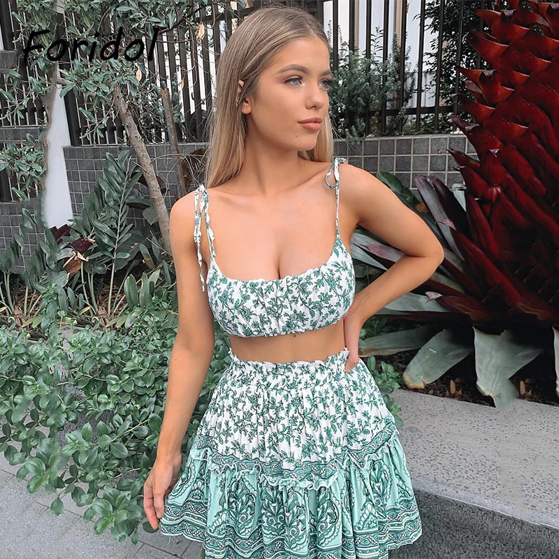 Комплект летнего платья Foridol в стиле бохо пикантное пляжное мини платье костюмы