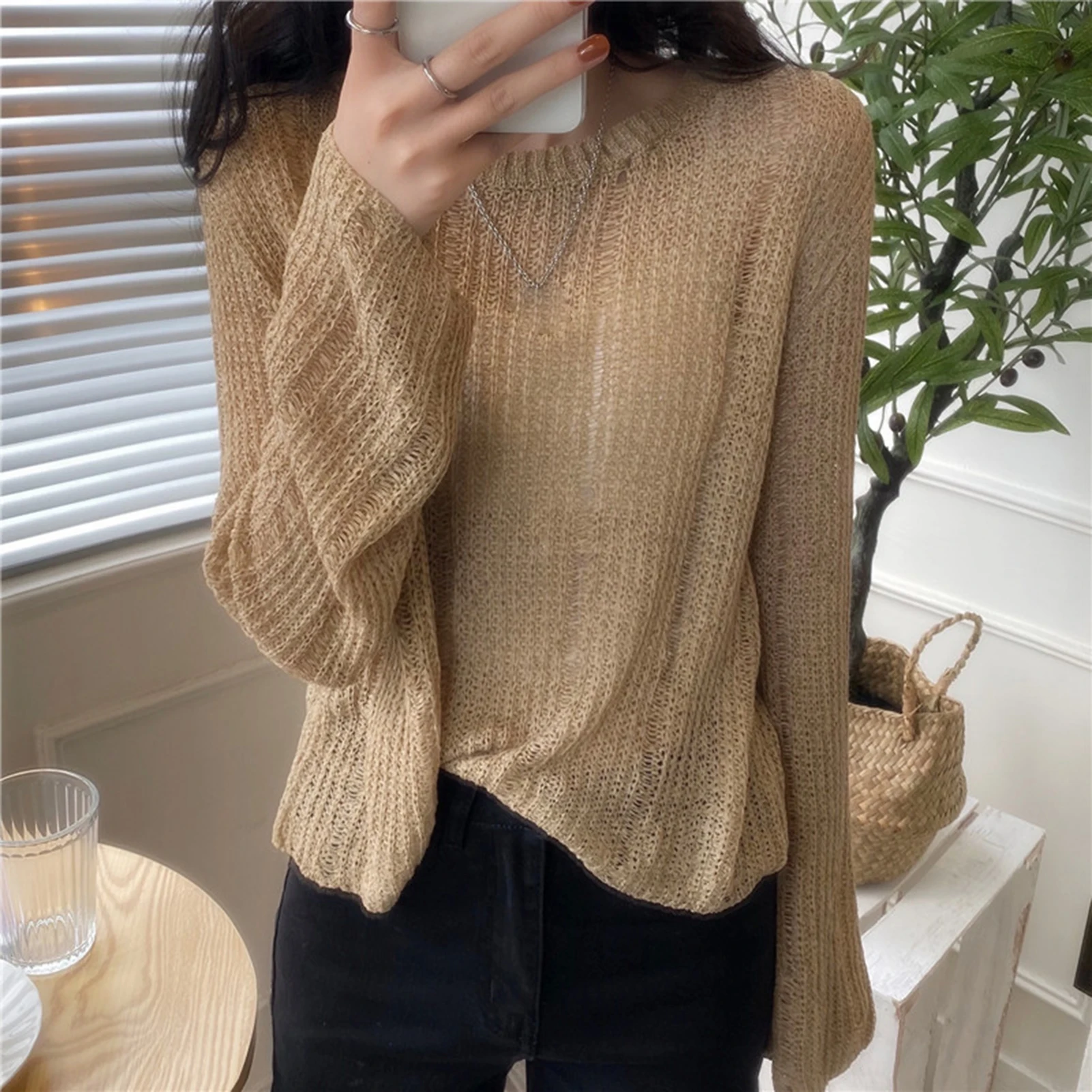 

woman tshirts Autumn Solid Color Long Sleeve femme t-shirts O Neck Knitwear Pullover Loose Blouse Top femme t-shirts