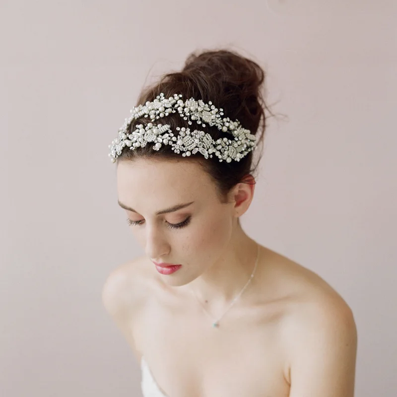 

Le Liin Wedding Bride Crystal Headband Bridal Headdress Handmade Crystal Headpiece Wedding Hair Accessories