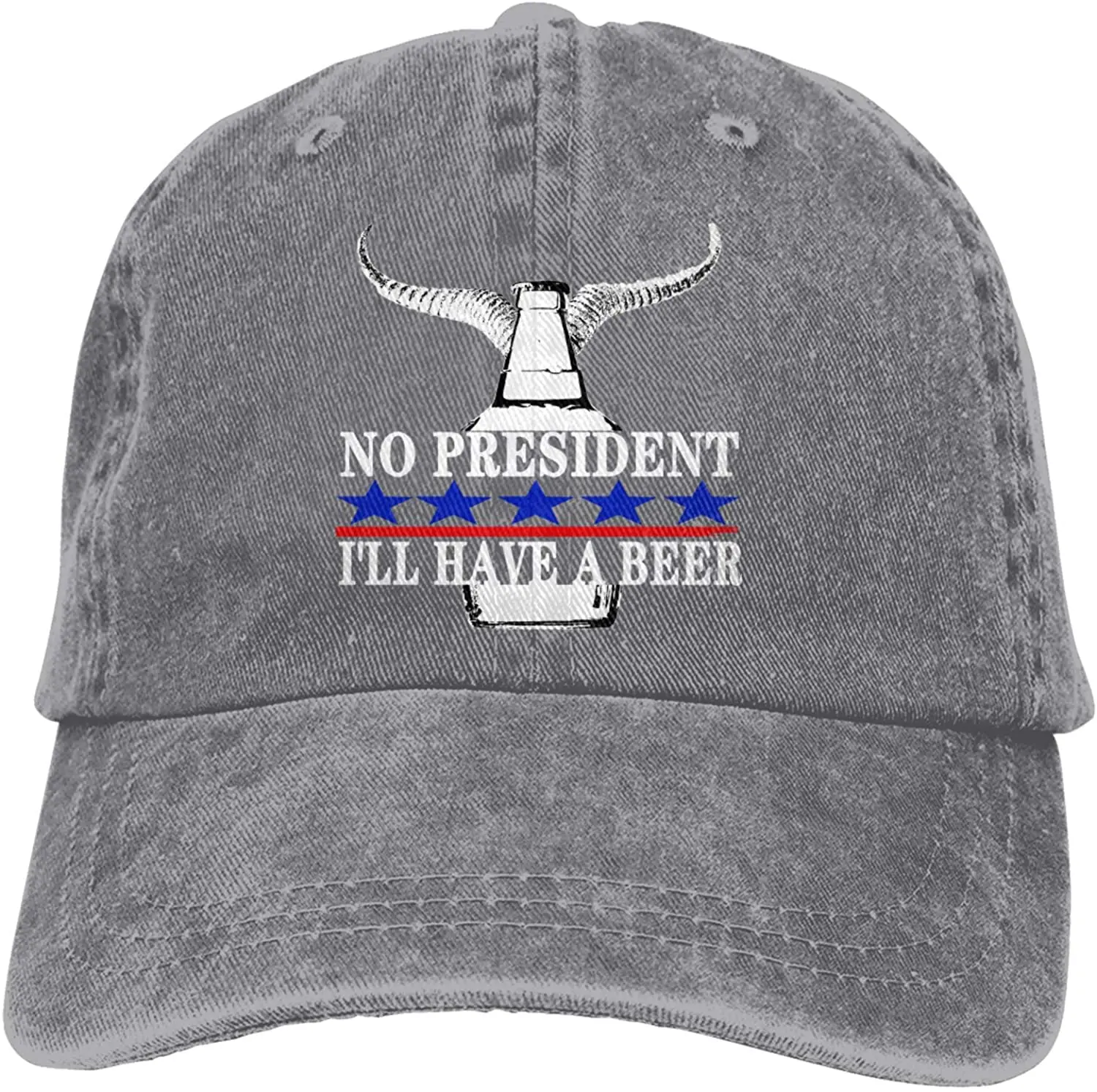 

No President I'll Have A Beer Sports Denim Cap Adjustable Unisex Plain Baseball Cowboy Snapback Hat