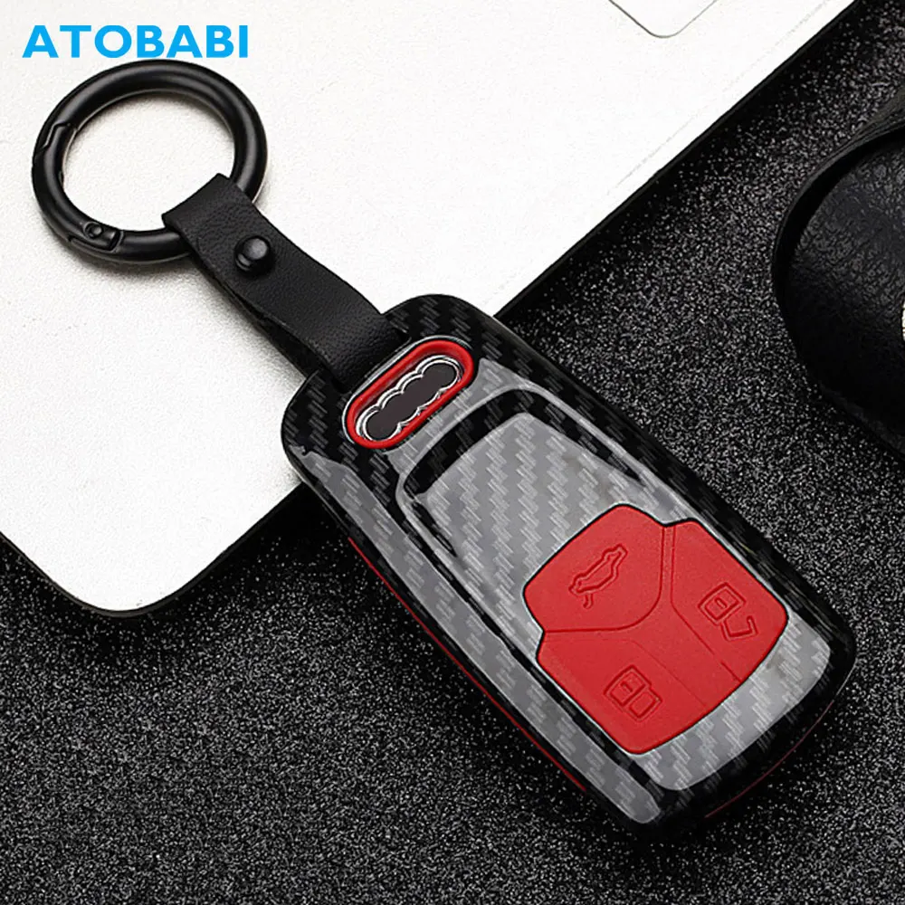 Чехол для ключа из углеродного АБС пластика Audi A1 A3 A4 B8 A5 A6 A7 A8 Q5 Q7 TT TTS|Футляр