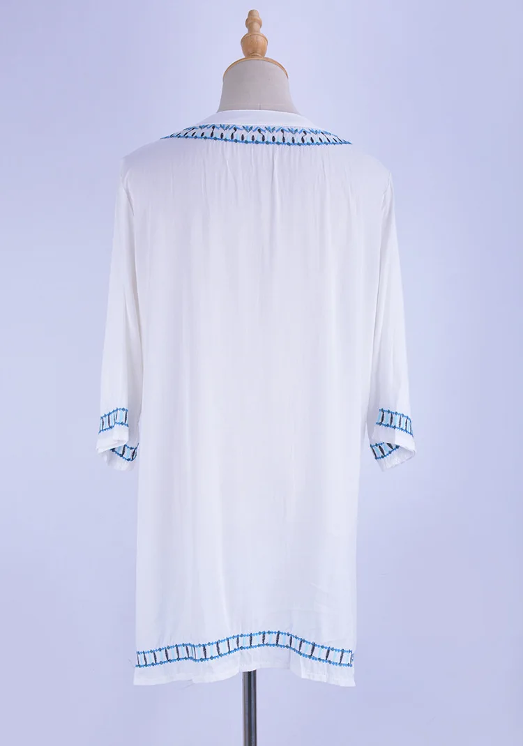 Вышивка Винтаж Пляжная накидка Саида de купальный костюм Praia Для женщин Bikini Cover up