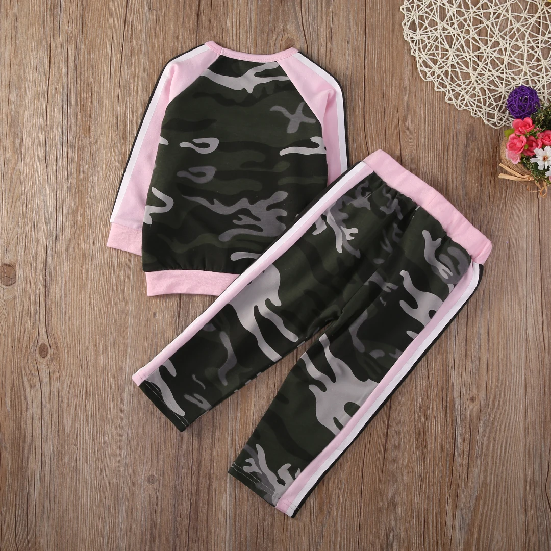 

Toddler Kids Baby Girl Clothes Fashion Camouflage T-shirt Tops Pants 2PCS Outfits Clothing Set Sport Suit Children Tracksuit