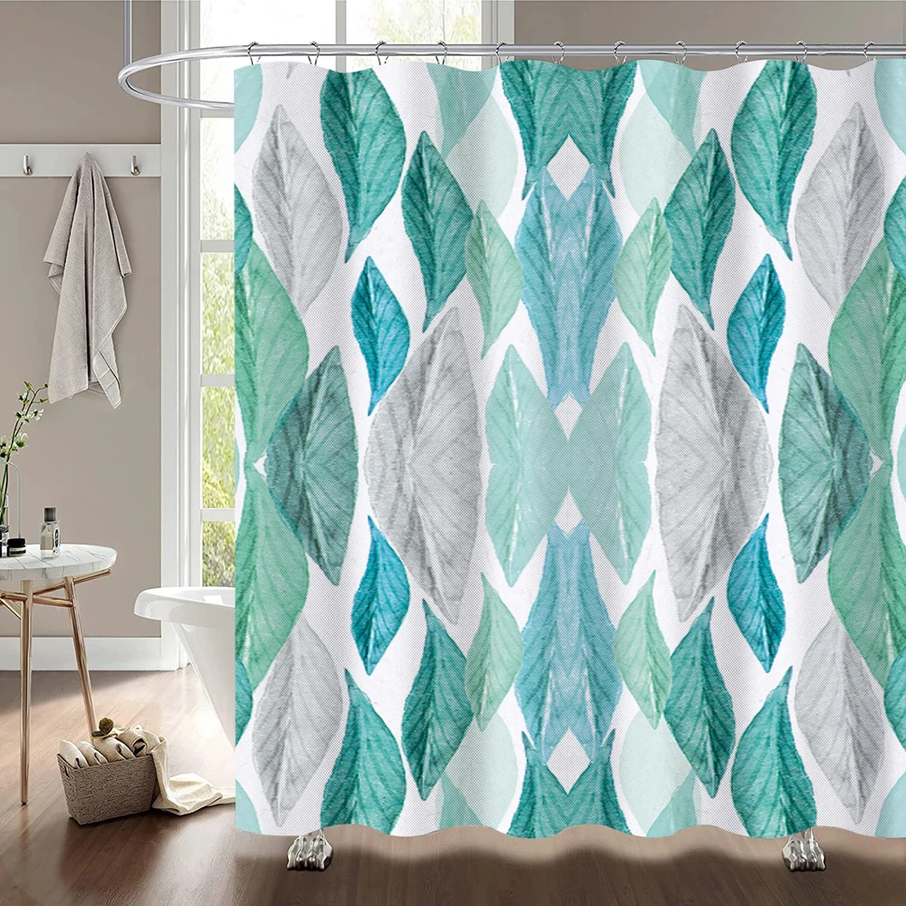 werfire bathroom curtain tropical green plant leaves palm boho home room decor mildew proof durable shower curtain with hooks free global shipping