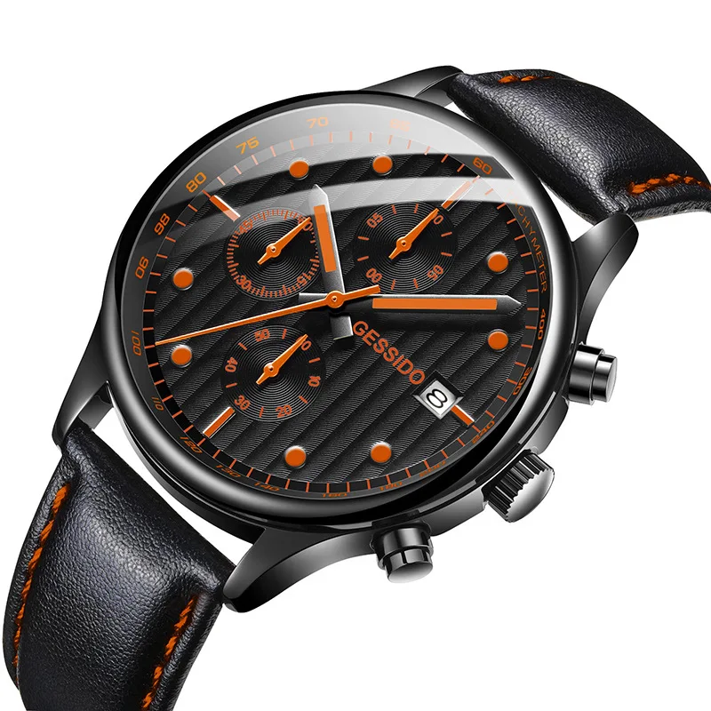 Новые модные мужские часы с хронографом аналоговые кварцевые наручные 30 м