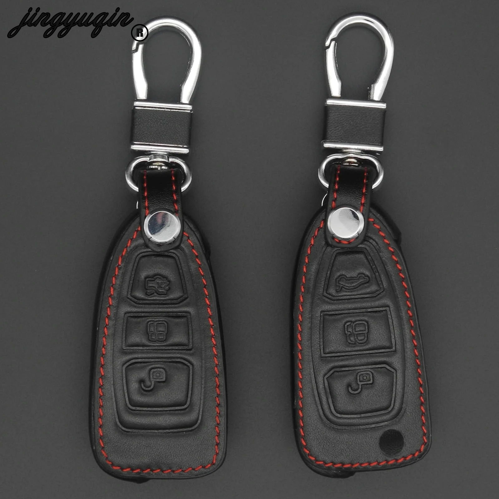 Jingyuqin кожаный чехол для дистанционного ключа с 3 кнопками Ford Mondeo Mk4 Focus 2 4 St Kuga Fiesta