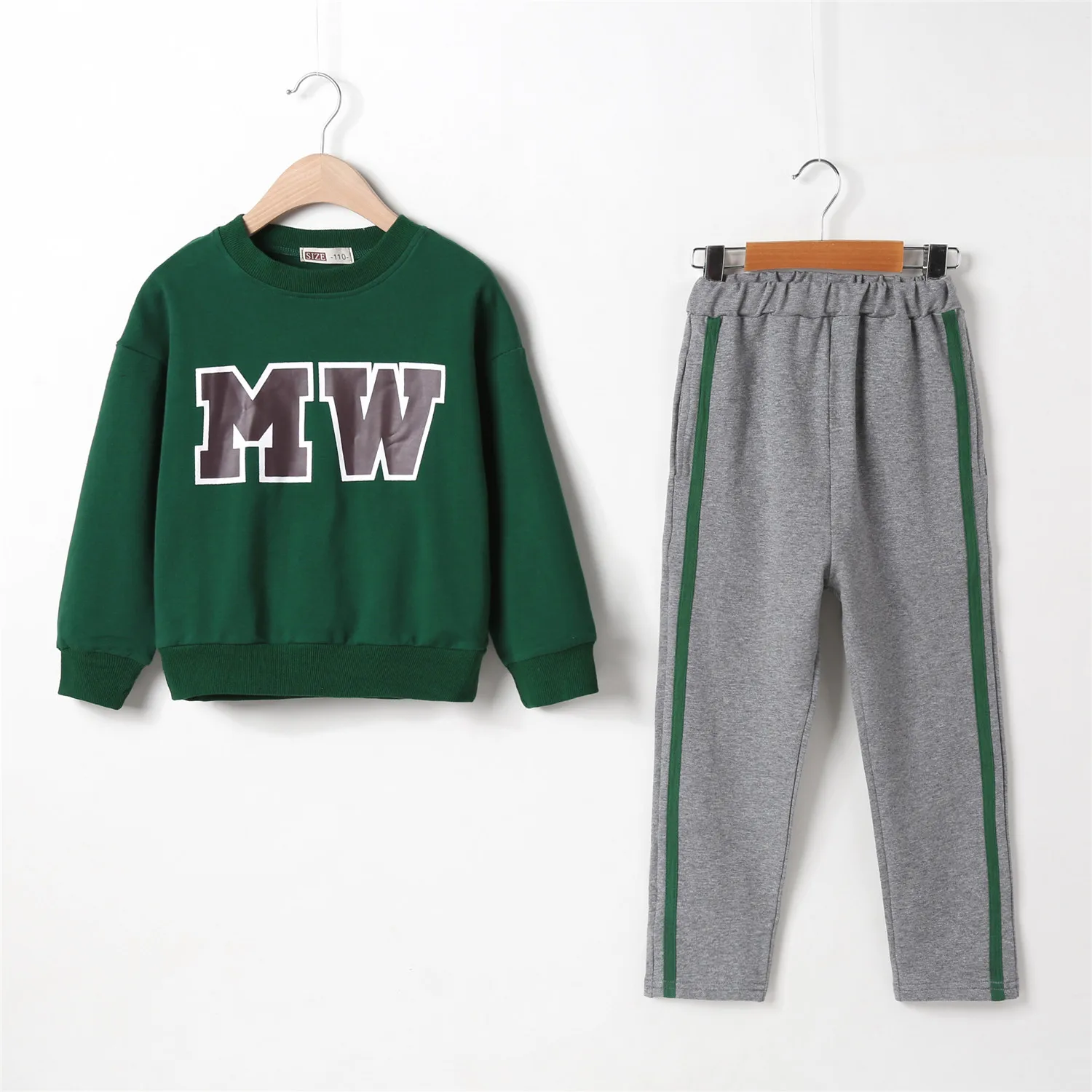 New Girls Dark Green Sweater Plus Long Pants Set for Toddler Girls Casual Children Clothes 10 Years Girl Sports Outerwear