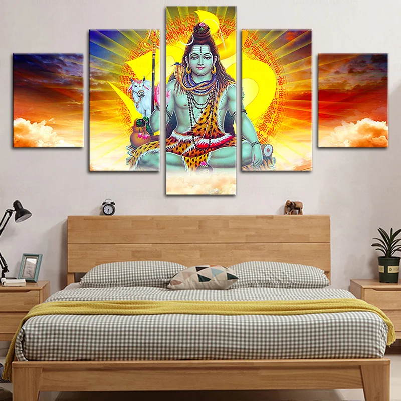 HD Печатный декор домашняя гостиная настенная живопись 5 штук индуийский Бог лорд
