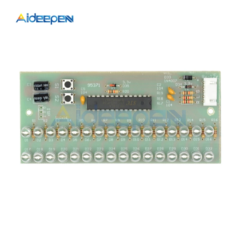 DC 8 V-12 V 16 Светодиодный двухканальный MCU Регулируемый Дисплей узор светодиодный VU измеритель уровня индикаторный усилитель аудио Музыка выравнивания модуль
